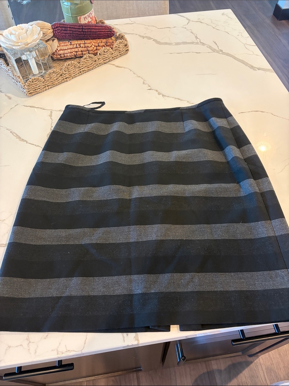 Striped Black and Gray Pencil Skirt — Clean Tailored Fit